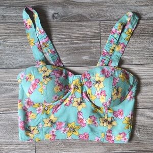 Wet Seal Floral Mint Crop Bustier Top S